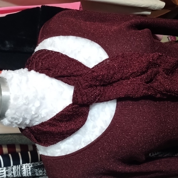 Coldwater Creek knit sweater with scarf sparkle Large - Picture 2 of 11